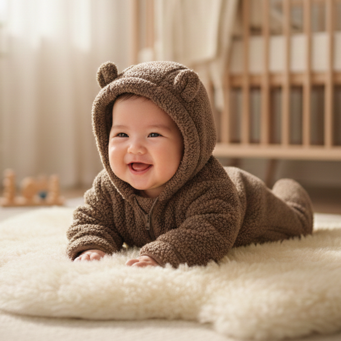 Cloud-Fleece Hooded Romper